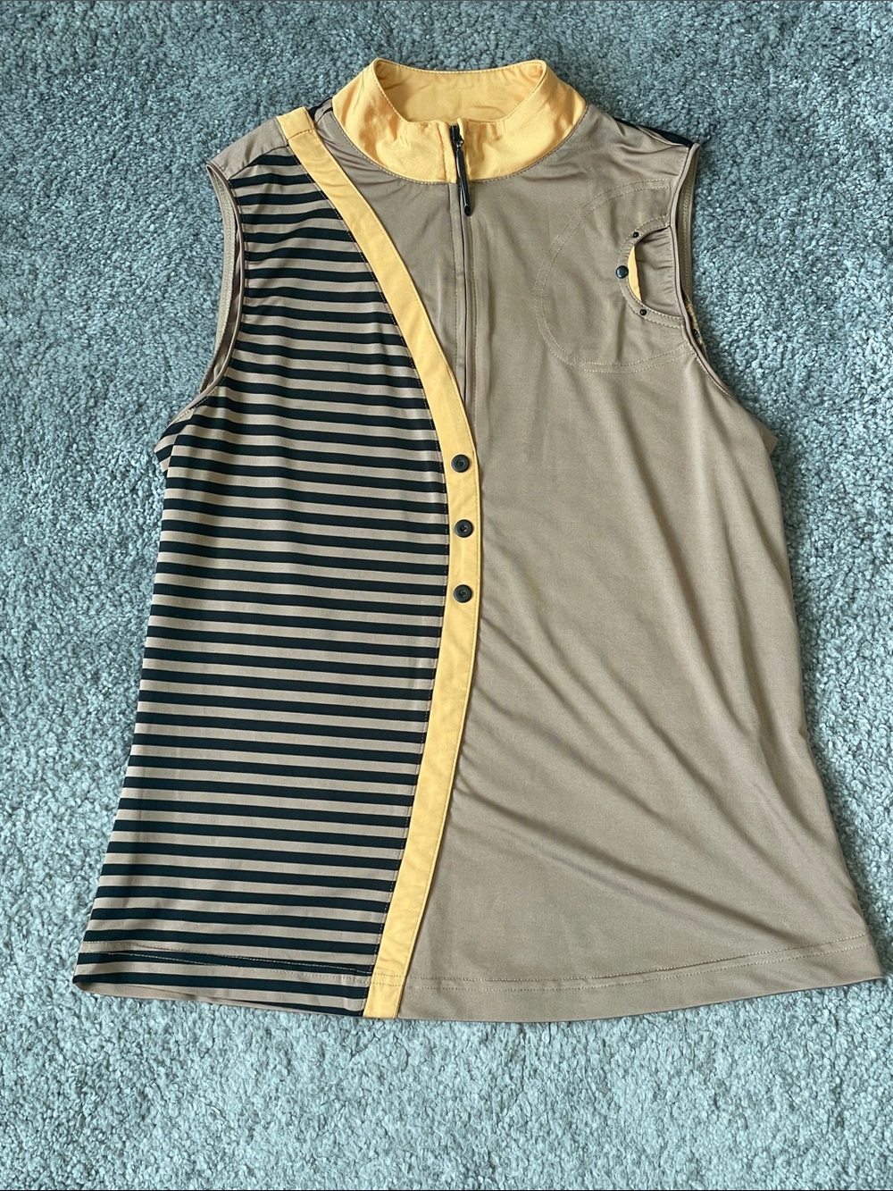 EC Jamie Sadock Sleeveless 1/4 Zip Top - Brown / Black / Gold